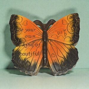 MayRich, Dk. Orange Butterfly With Inspirational message Wall Decor.  9.5x10